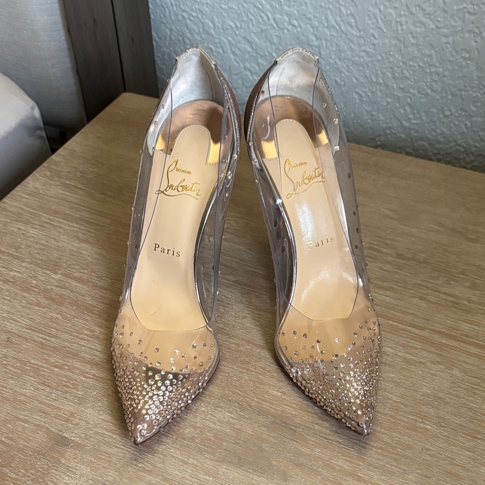 Christian Louboutin Women's Clear and Gold Strass Heels